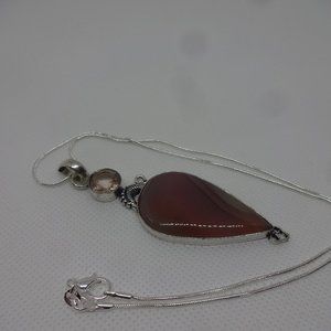 Natural "MOOKAITE JASPER & MORGANITE" Handmade Sterling Pendant/Chain #328